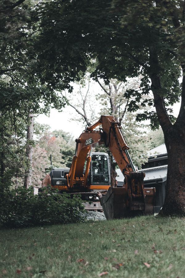 Compact excavator on residential job