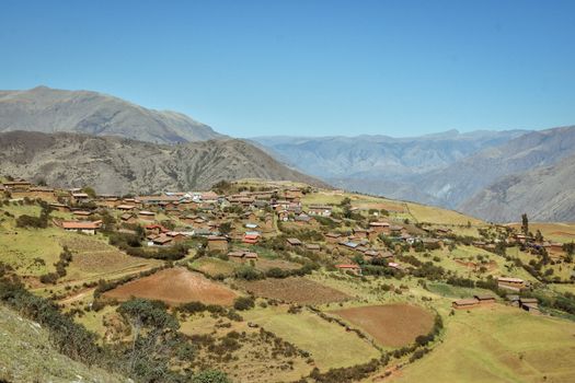 Aerial Footage of Village in a Mountain