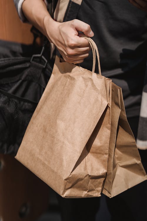 Free Person Holding Brown Paper Bag Stock Photo
