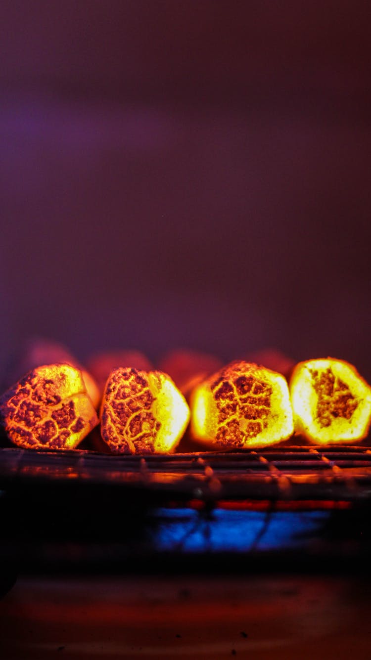 Potatoes Lighting Up While Cooking On Grill