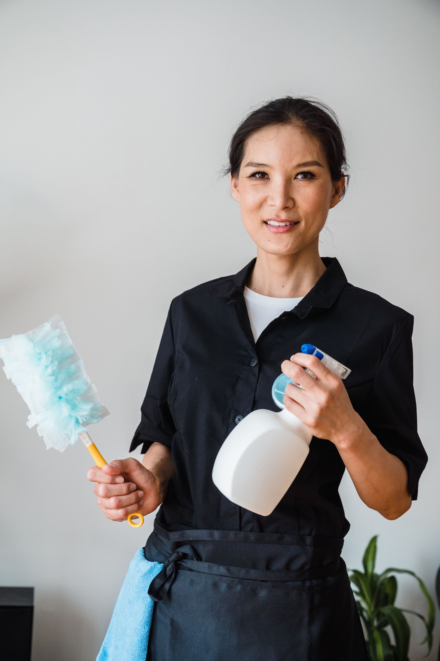 Professional cleaner with cleaning equipment