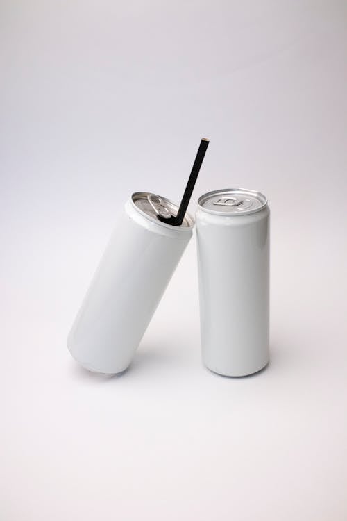 Black Straw in a White Can
