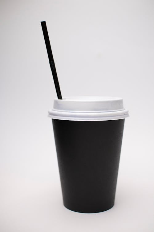 Black Paper Cup with White Cover