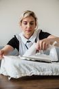 Woman Ironing Clothes