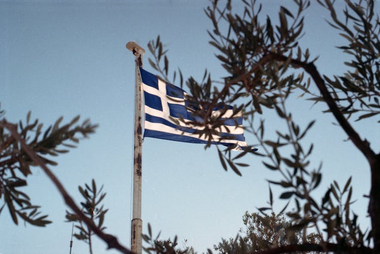 Greek Flag On Pole