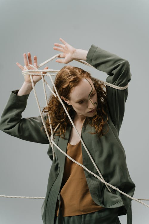 Free A Woman with Ropes around Her Body Stock Photo