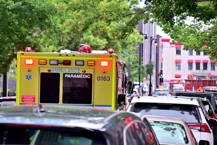 Back View Of An Ambulance