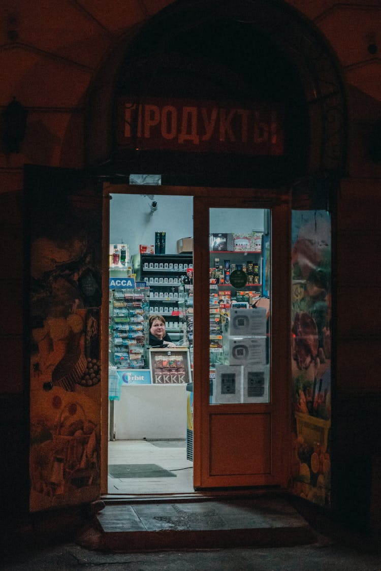 Doorway Of A Convenience Store During Night Time