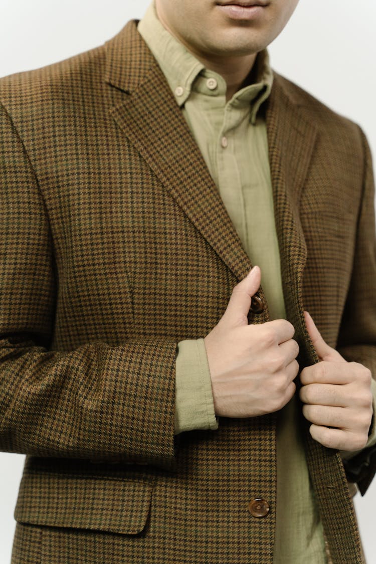 Man In Brown Checkered Suit Jacket