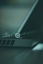 White Round Light Bulb on Black Laptop Computer