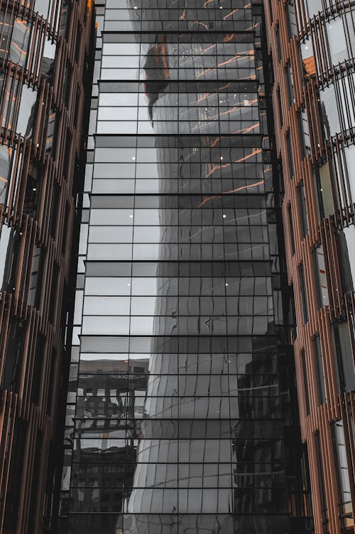 反射, 垂直拍攝, 建築物正面 的 免費圖庫相片