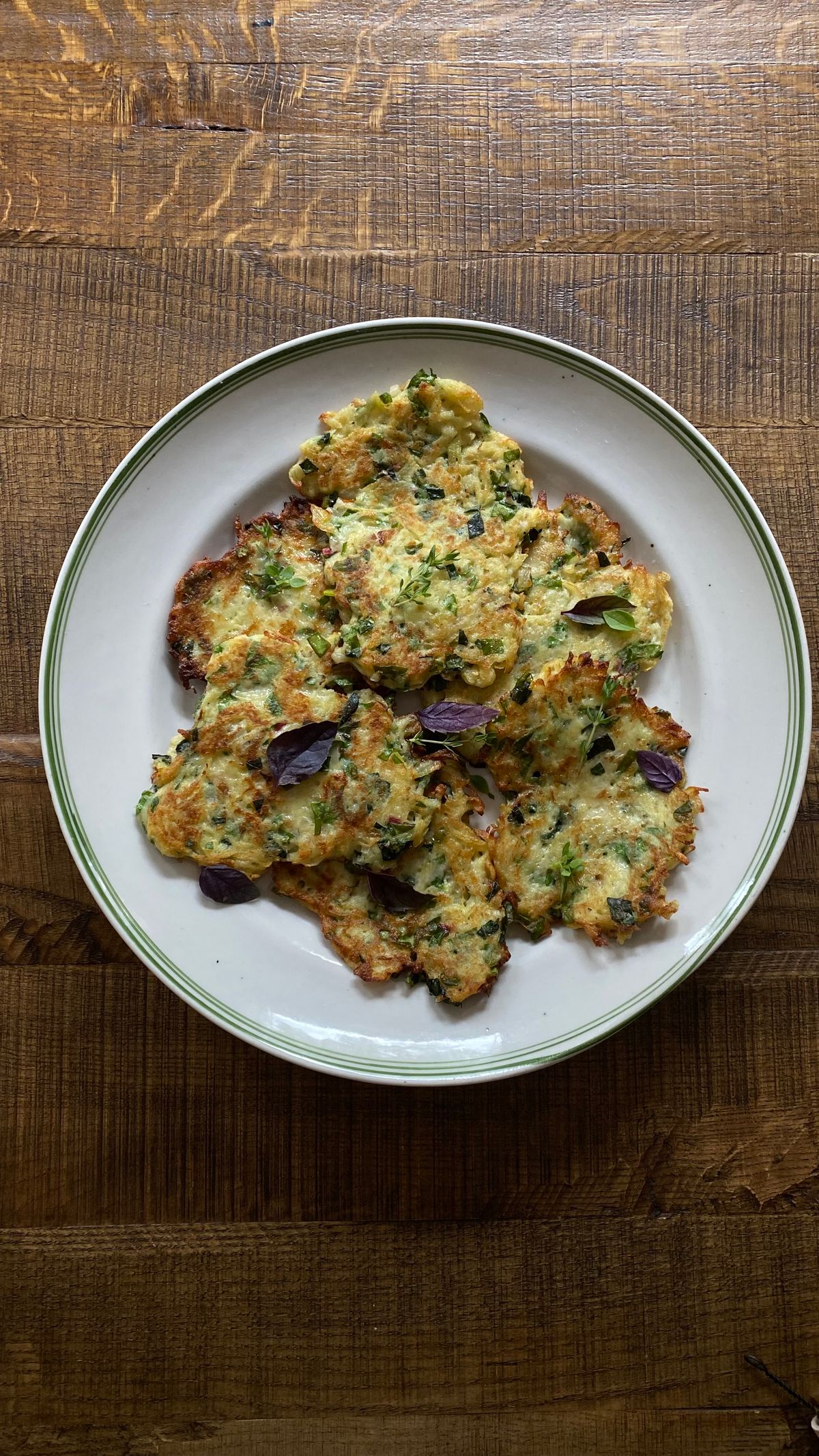 Golden zucchini fritters with herbs