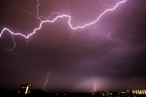 Free Thunder Struck Across Clouds Stock Photo