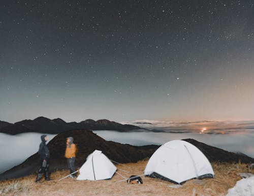 People Camping on a Mountain