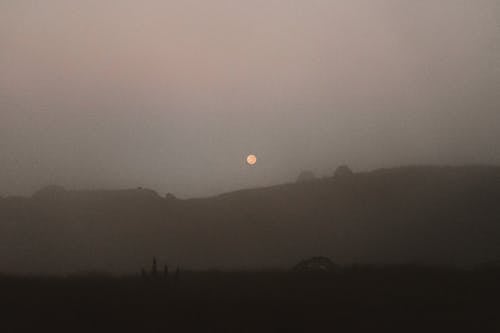 Silhouette of Mountains during Sunset