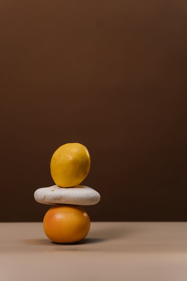 Stacked Of Fruits And Stone