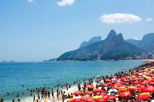 Free People at the Ipanema Beach in Brazil Stock Photo