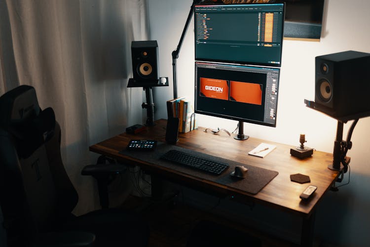 Desk Computer Setup Inside A Room