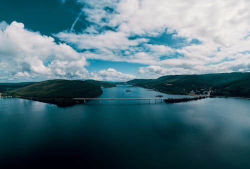 Scenic Landscape of a Seacoast against a Cloudy Sky 