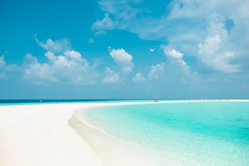 Free Experience tranquility at this pristine tropical beach with turquoise waters and clear skies. Stock Photo