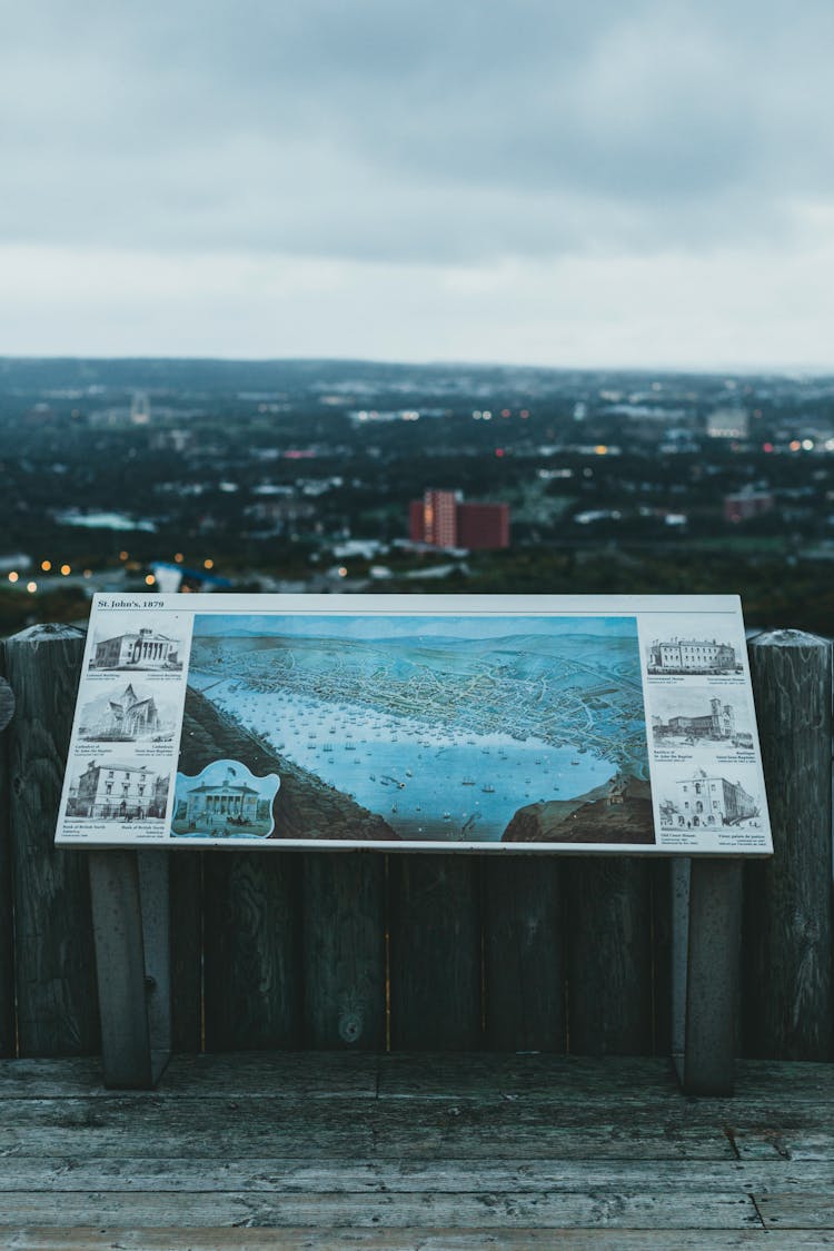 Map On Hill With View On City