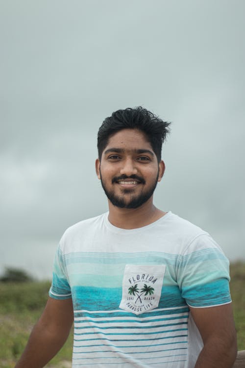 A Man in White Crew Neck T-shirt