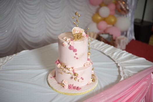 Beautifully decorated pink cake with floral design for an 18th birthday celebration, perfect for parties.