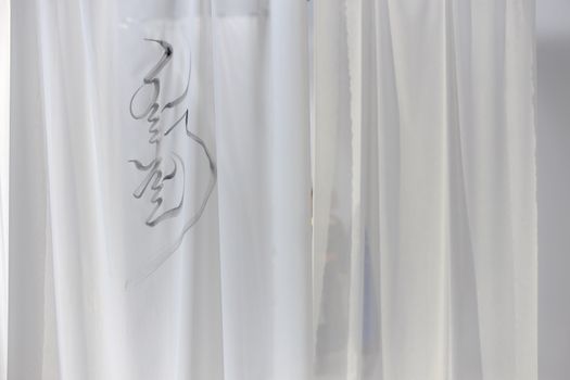 White and Black Floral Curtain