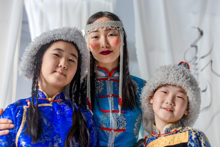 A Family Wearing Traditional Costume