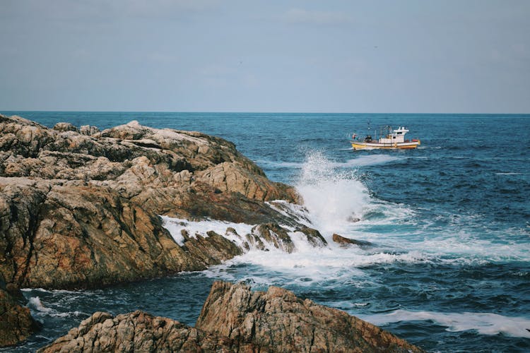 Waves Crashing On Coast