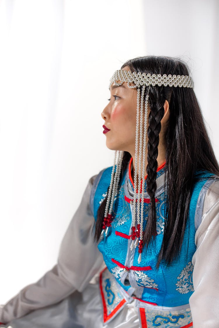 A Woman In Traditional Mongolian Clothing