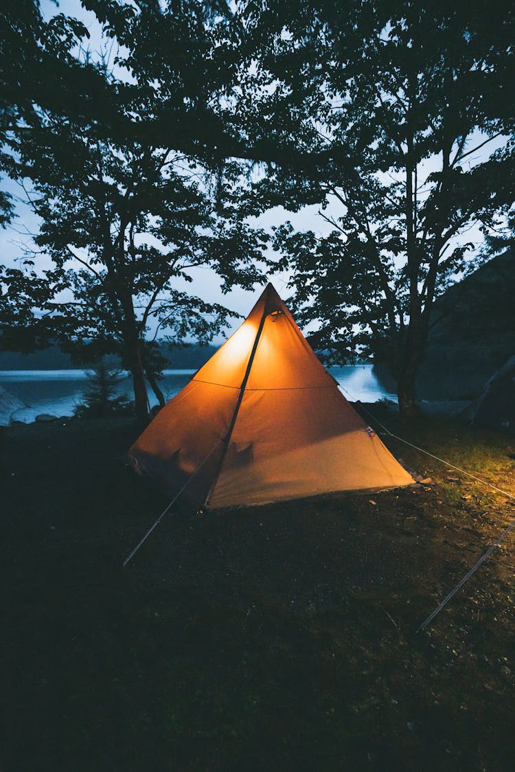 Illuminated Tent At Dusk 