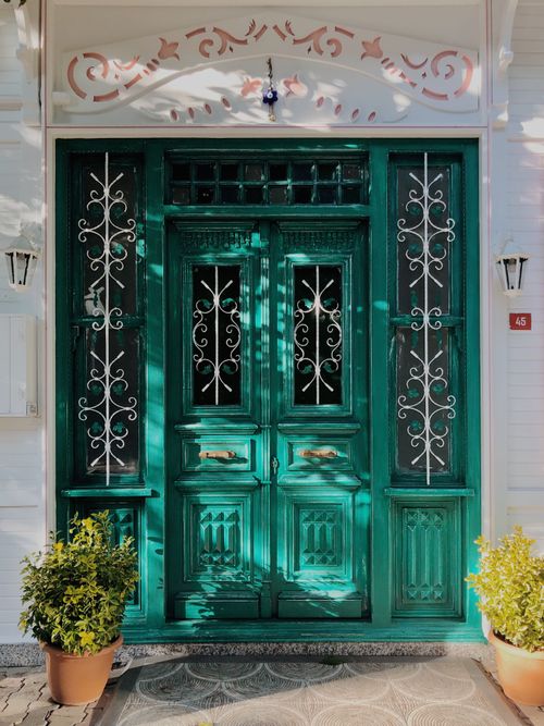 Free Intricate green door with decorative ironwork in Adalar, İstanbul. Stock Photo
