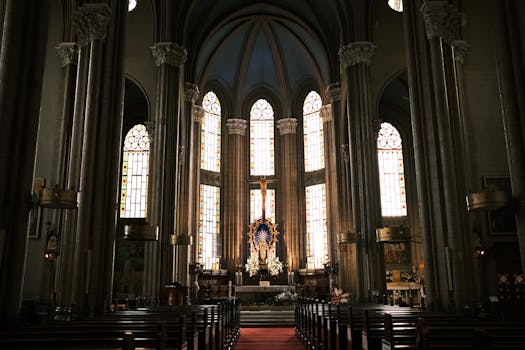 Stained Glass Windows inside a Church