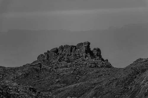 Black and White Shot of Rocks