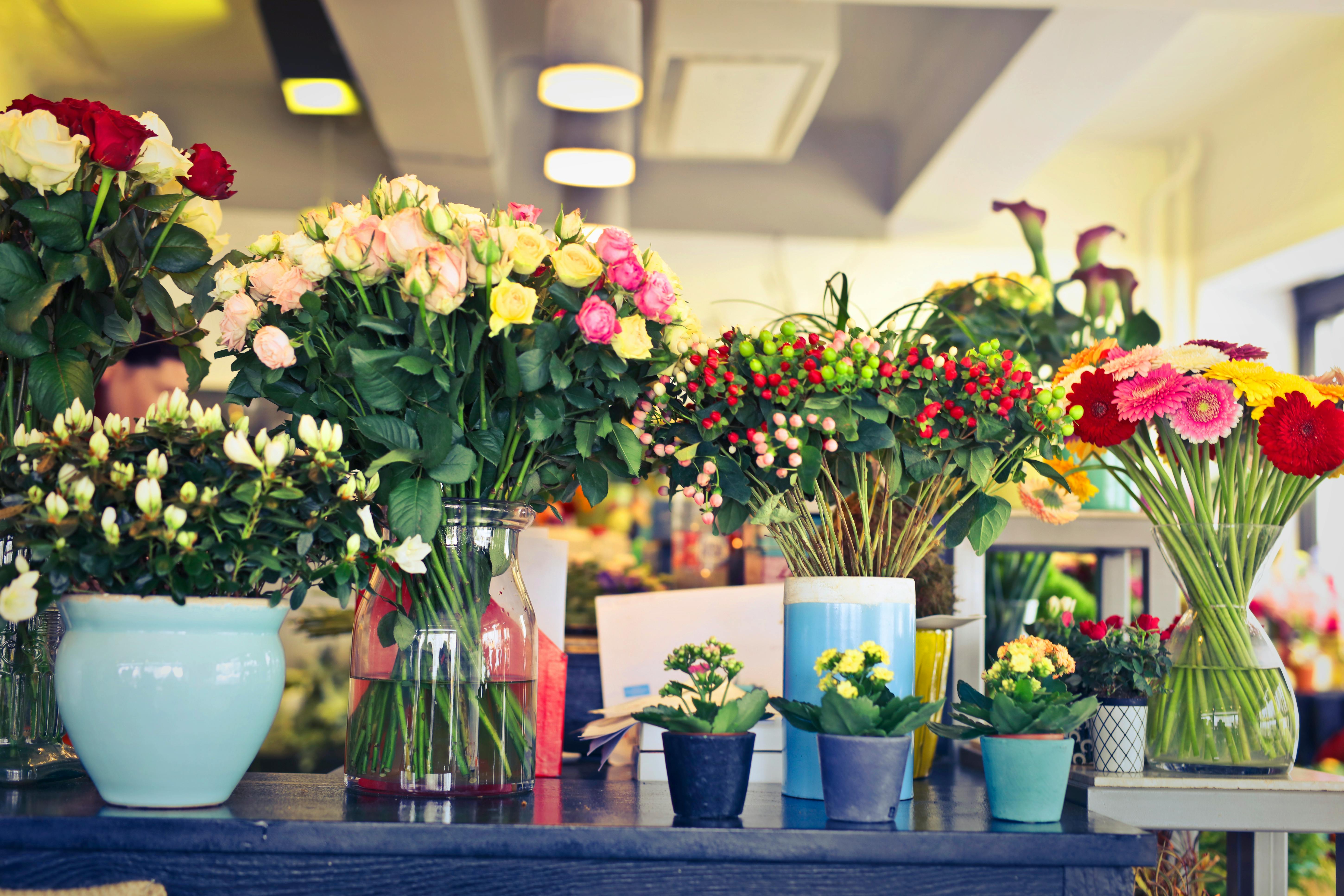 Assorted Flower Arrangements Free Stock Photo