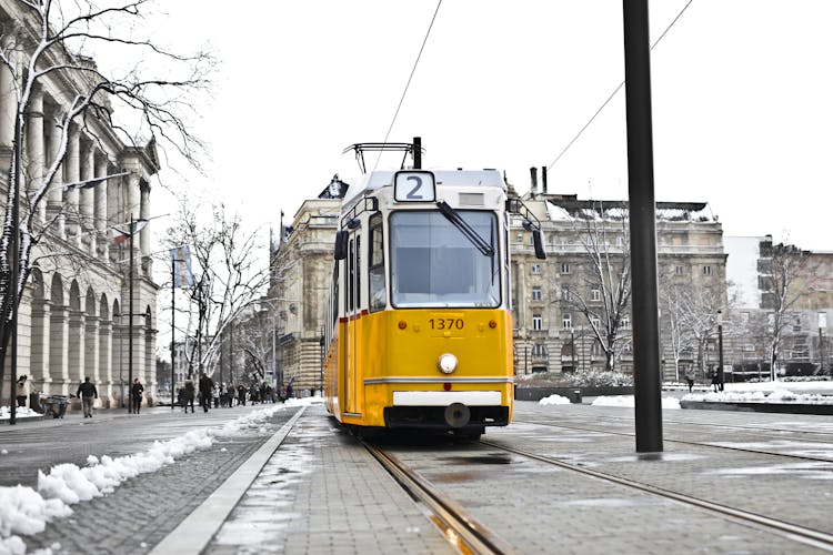 Yellow And White Cable Train