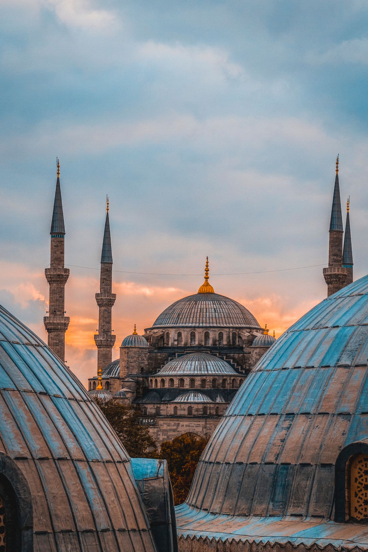 The Blue Mosque at sunset in Istanbul