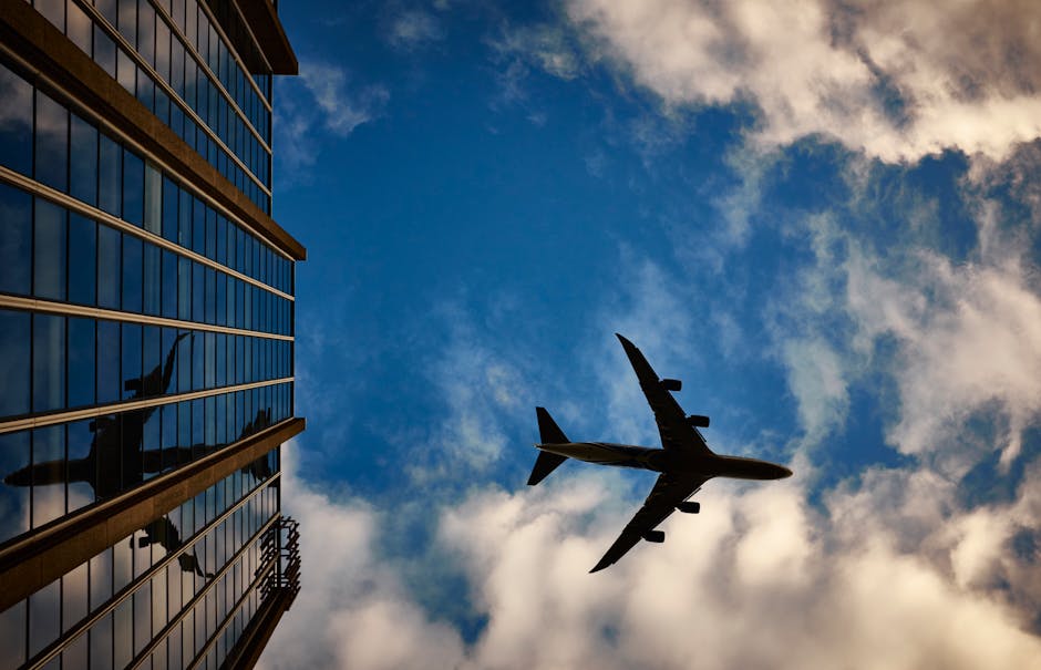 airplane, airport, flying