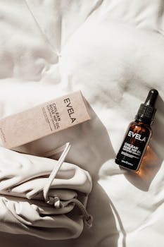 Discover the Evela Chilean Rosehip Oil bottle elegantly displayed on a soft white textile, offering a touch of luxury skincare.