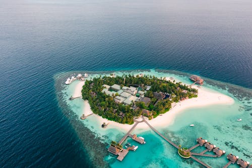 Free Aerial Photography of Beautiful Resort in an Island Stock Photo