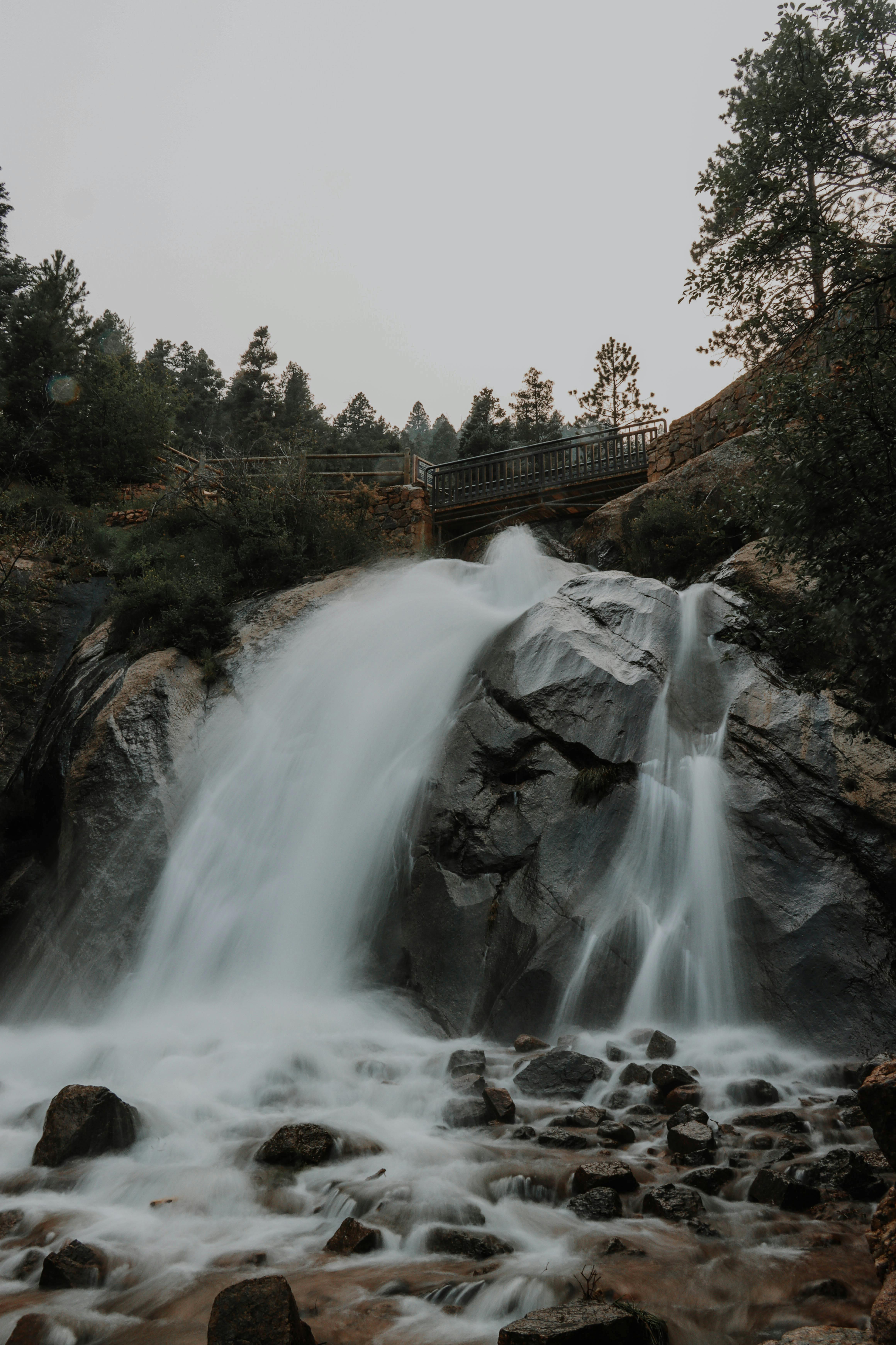 strong current of water flowing on the falls