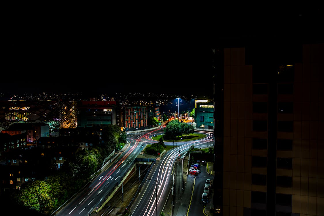 Time Lapse Photography of a City Road at Night Time