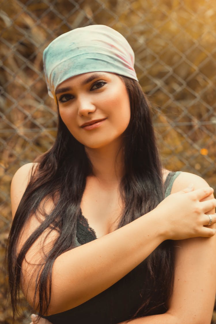 Woman In Tank Top Wearing Bandana On Head