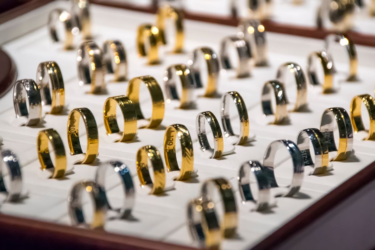 Elegant jewellery rings on display