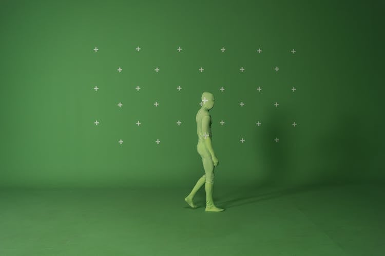 A Person Wearing A Chroma Key Suit