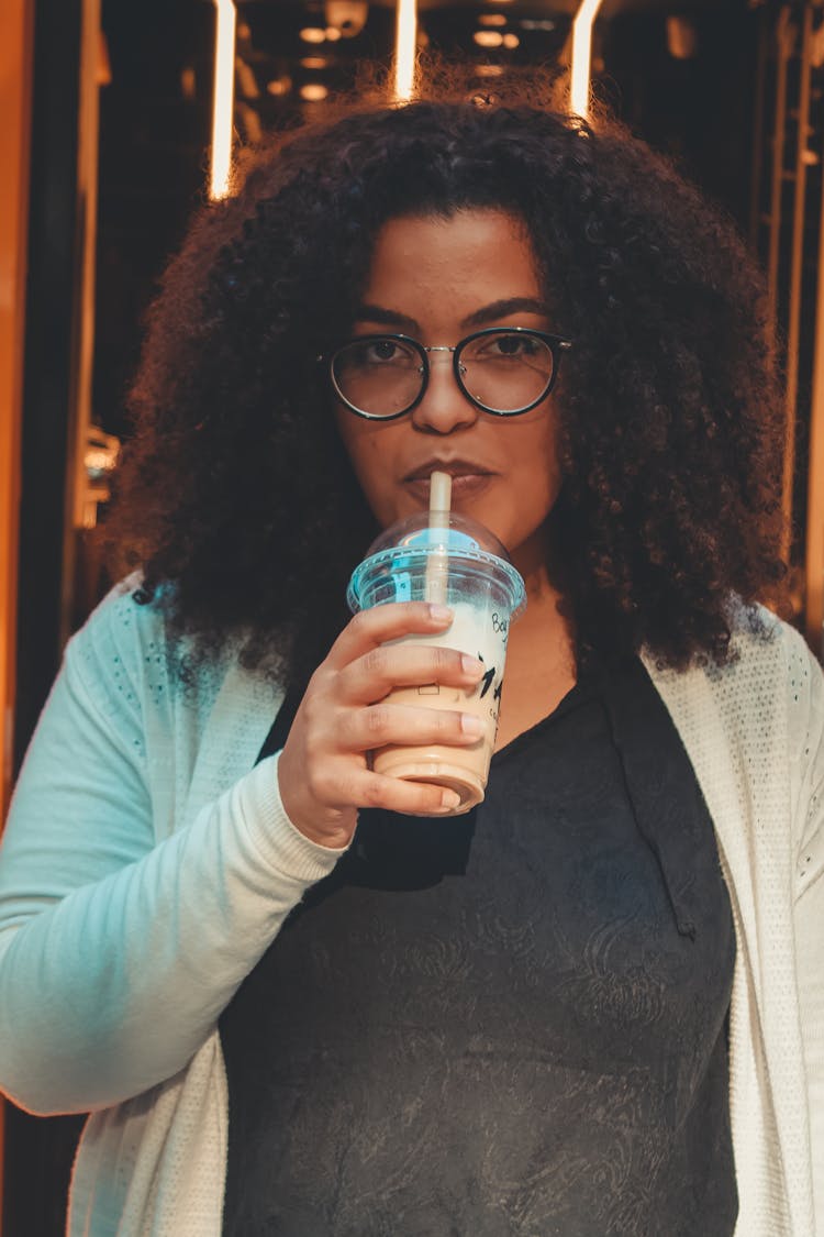 Woman Drinking A Milkshake 