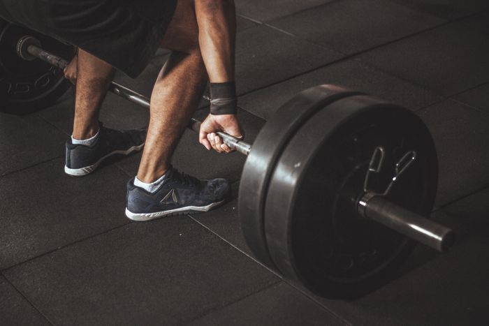 Loaded barbell close-up