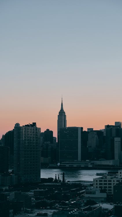 View of New York City Skyline and the Empire State Building in Distance, New York, United States