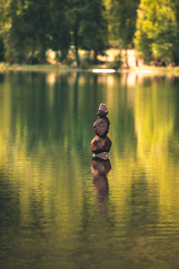 Stack Of Rocks In River